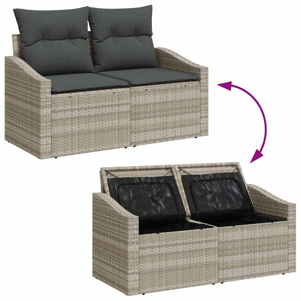 vidaXL Salon de jardin avec coussins 9 pcs Résine tressée