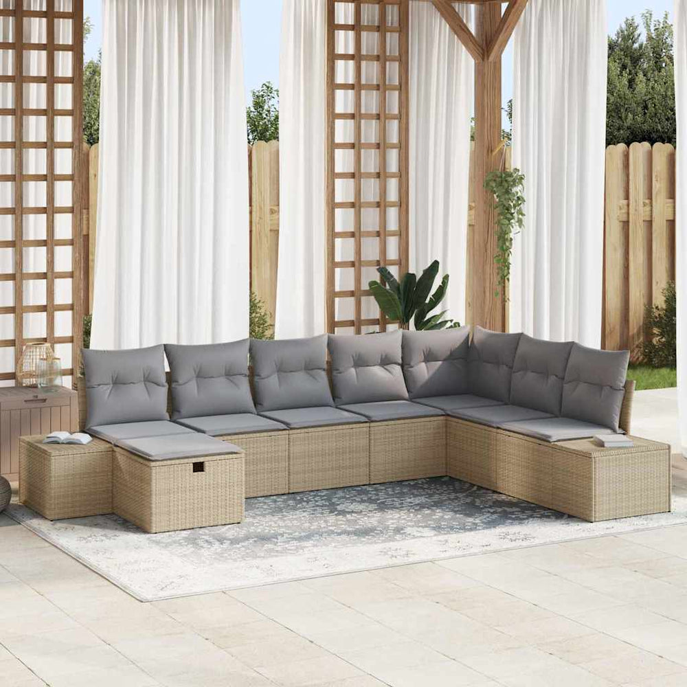Beige Garten-Sofagarnitur, 8-teilig