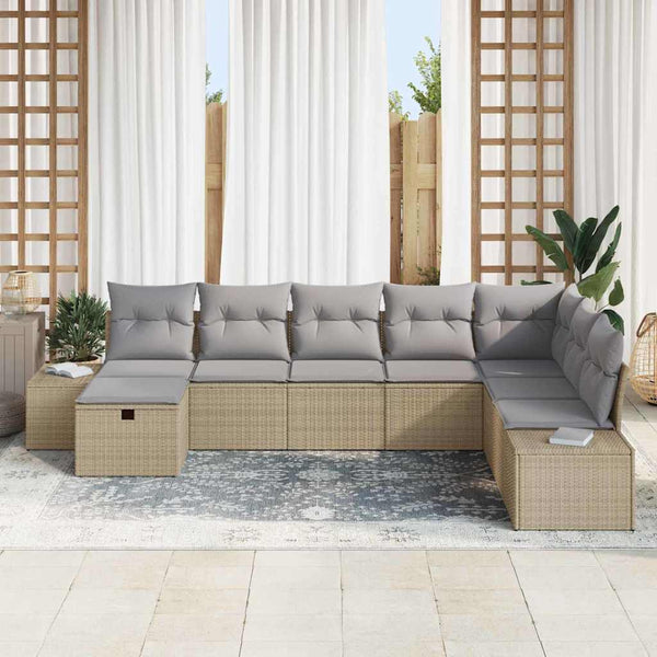vidaXL Salon de jardin 8 pcs Beige 55 x 62 x 69 cm Résine tressée