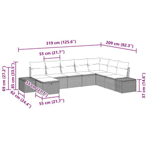 vidaXL Salon de jardin 8 pcs Beige 55 x 62 x 69 cm Résine tressée