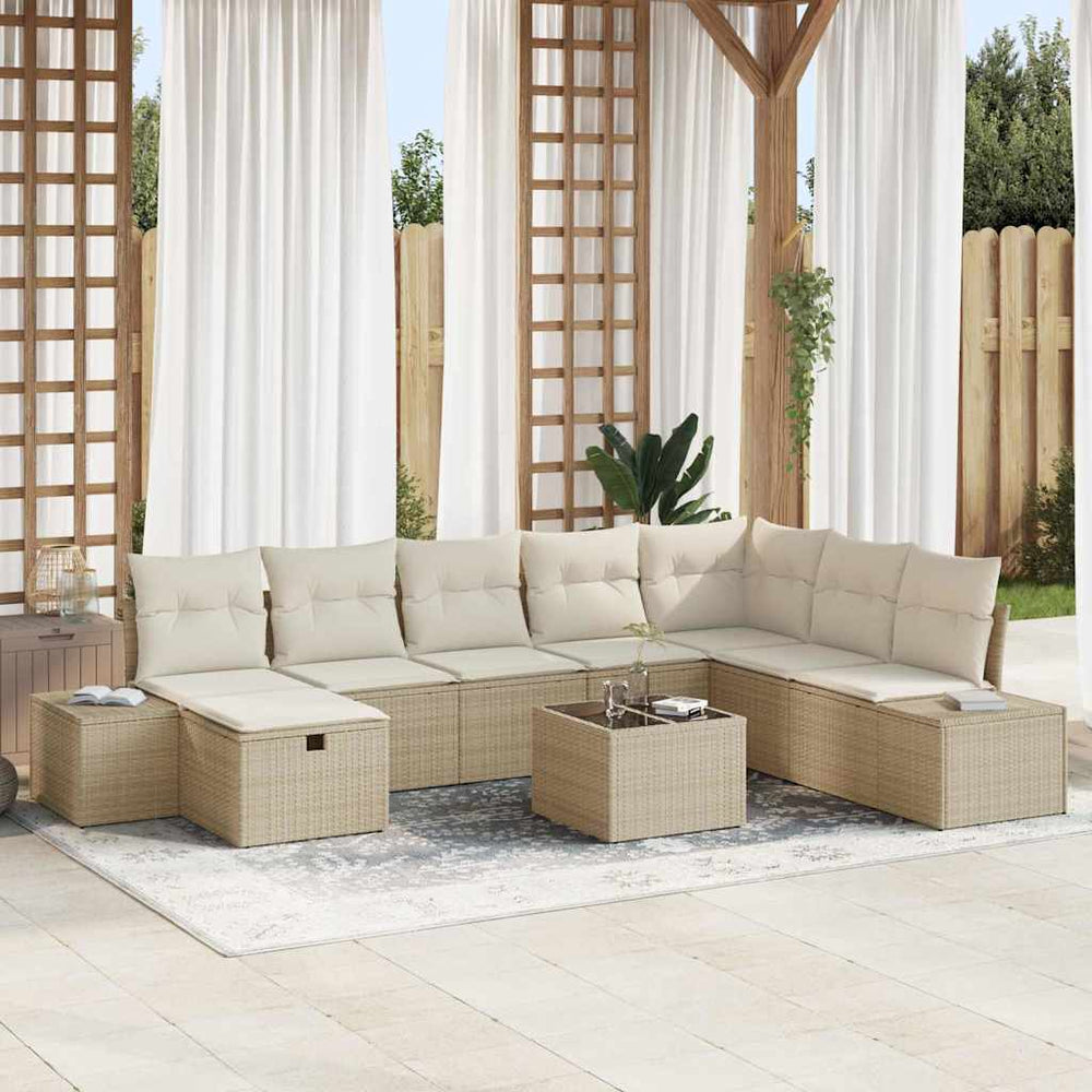 vidaXL Ensemble de canapés de jardin 9 pcs beige 55 x 62 x 69 cm résine tressée