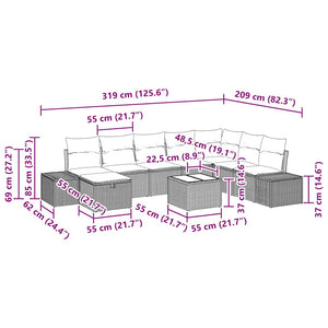 9-teiliges Garten-Sofa-Set Beige Poly Rattan