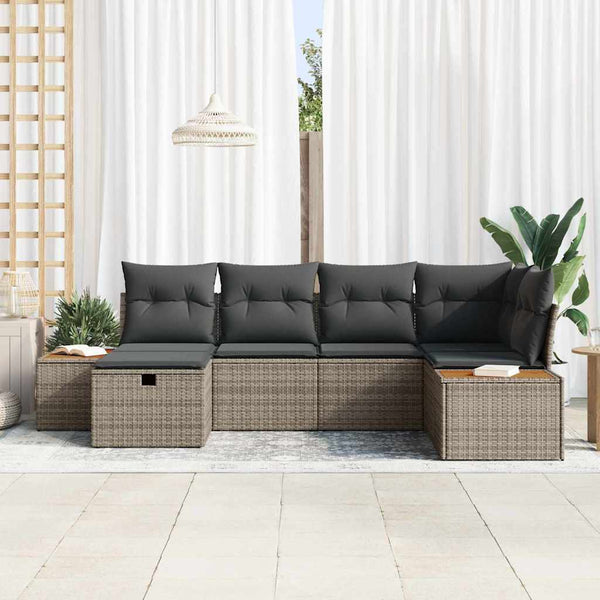 vidaXL Ensemble de canapés de jardin avec coussins de rangement Gris Résine tressée