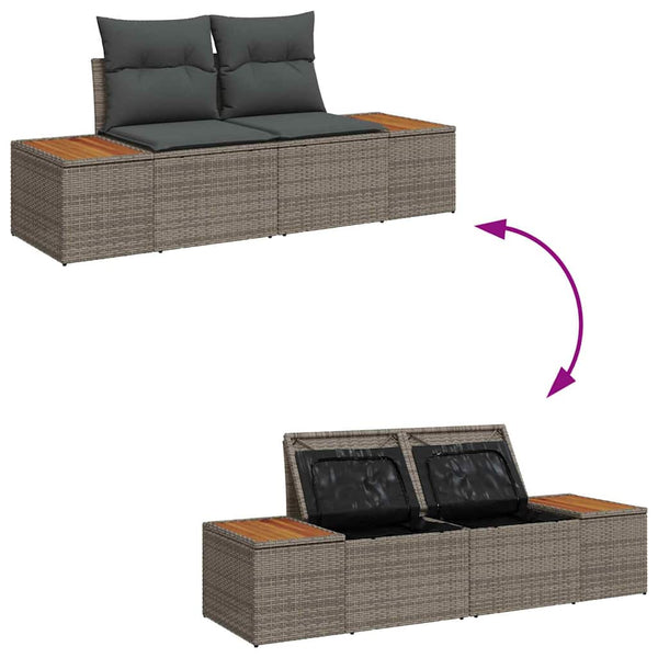 vidaXL Ensemble de canapés de jardin avec coussins de rangement Gris Résine tressée