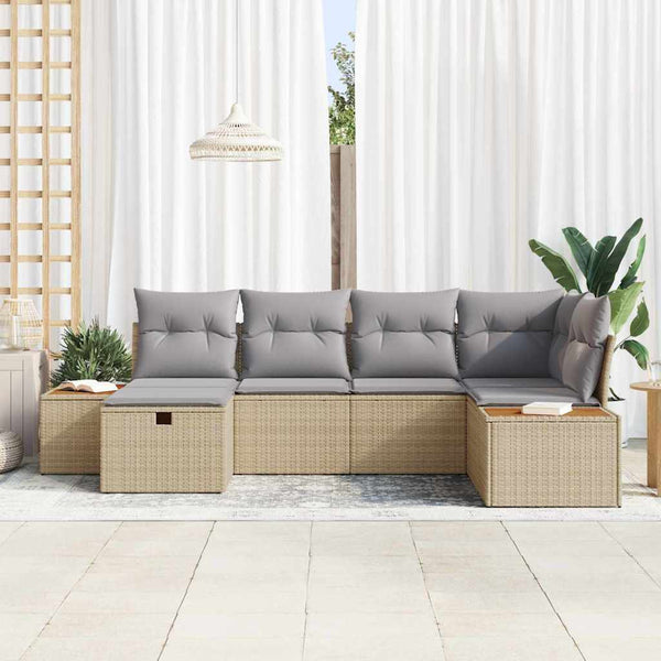 vidaXL Salon de jardin avec coussins et espace de rangement Beige Résine tressée
