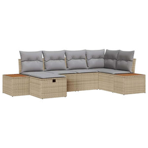 vidaXL Salon de jardin avec coussins et espace de rangement Beige Résine tressée