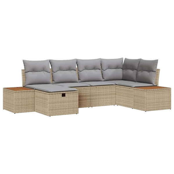 vidaXL Salon de jardin avec coussins et espace de rangement Beige Résine tressée
