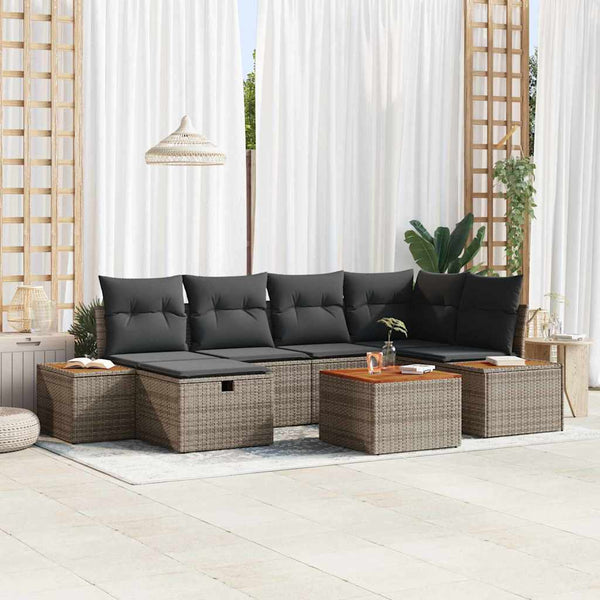 vidaXL Ensemble de canapés de jardin 7 pcs Gris 55 x 62 x 69 cm Résine tressée