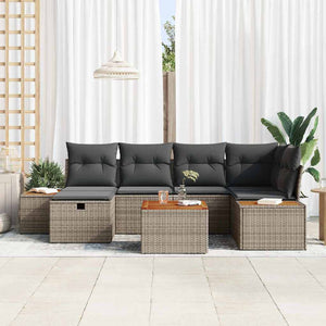vidaXL Ensemble de canapés de jardin 7 pcs Gris 55 x 62 x 69 cm Résine tressée
