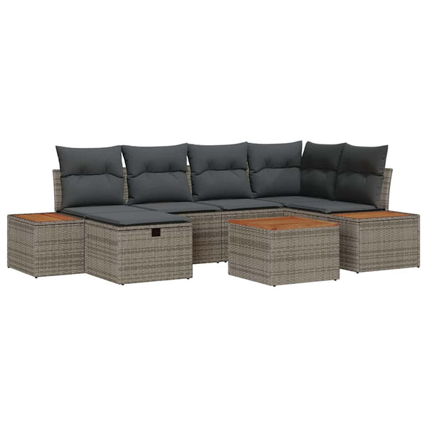 vidaXL Ensemble de canapés de jardin 7 pcs Gris 55 x 62 x 69 cm Résine tressée