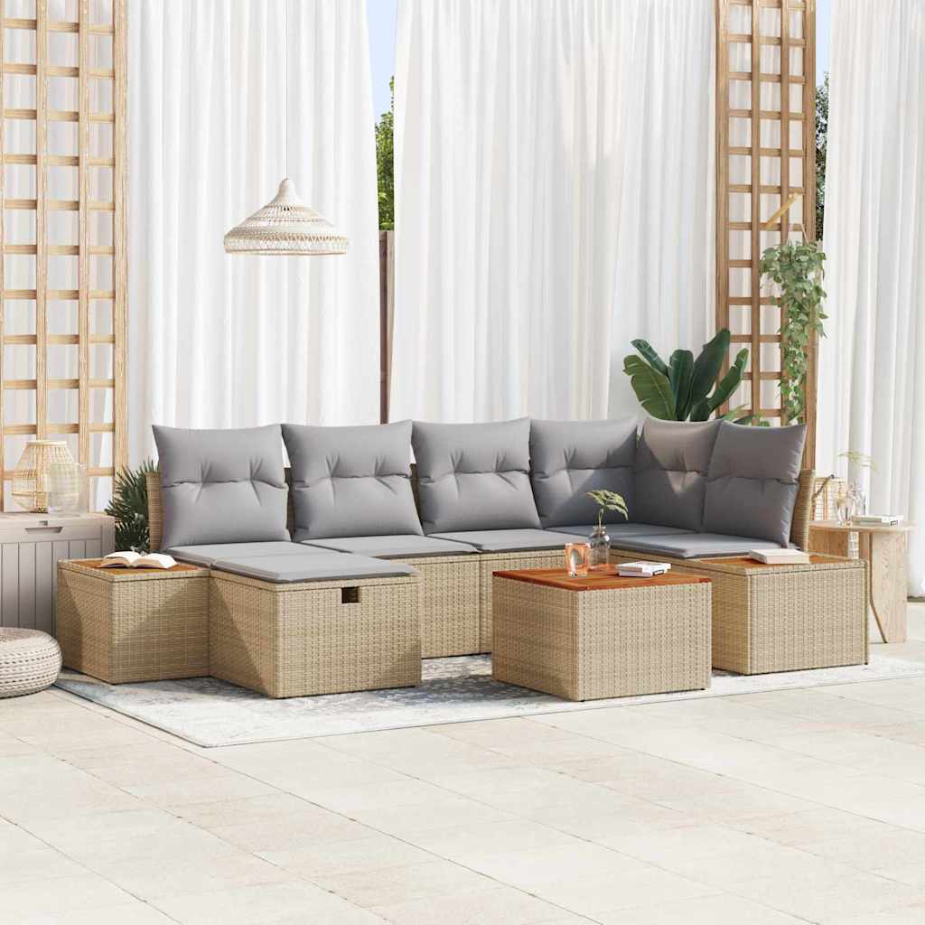vidaXL Salon de jardin 7 pcs Beige 55 x 62 x 69 cm Résine tressée