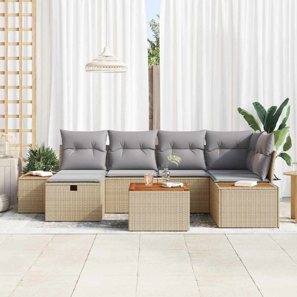 vidaXL Salon de jardin 7 pcs Beige 55 x 62 x 69 cm Résine tressée
