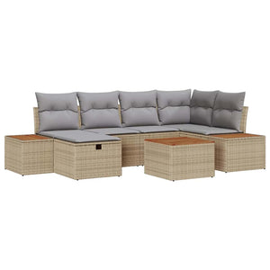 vidaXL Salon de jardin 7 pcs Beige 55 x 62 x 69 cm Résine tressée