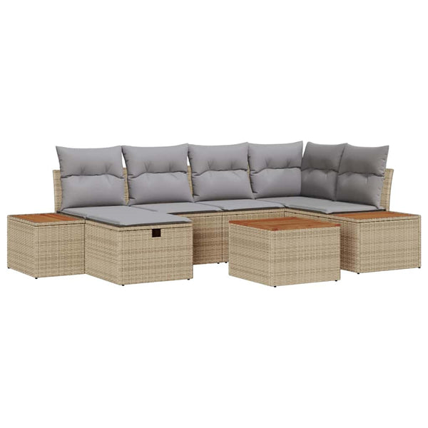 vidaXL Salon de jardin 7 pcs Beige 55 x 62 x 69 cm Résine tressée