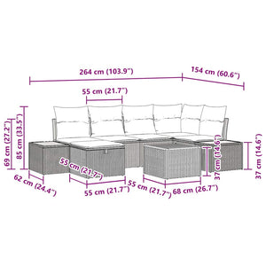vidaXL Salon de jardin 7 pcs Beige 55 x 62 x 69 cm Résine tressée