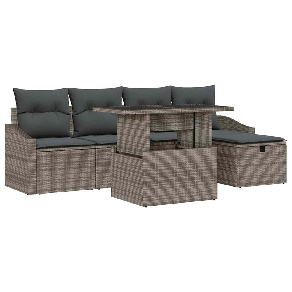 vidaXL Salon de jardin 6 pcs Gris Résine tressée