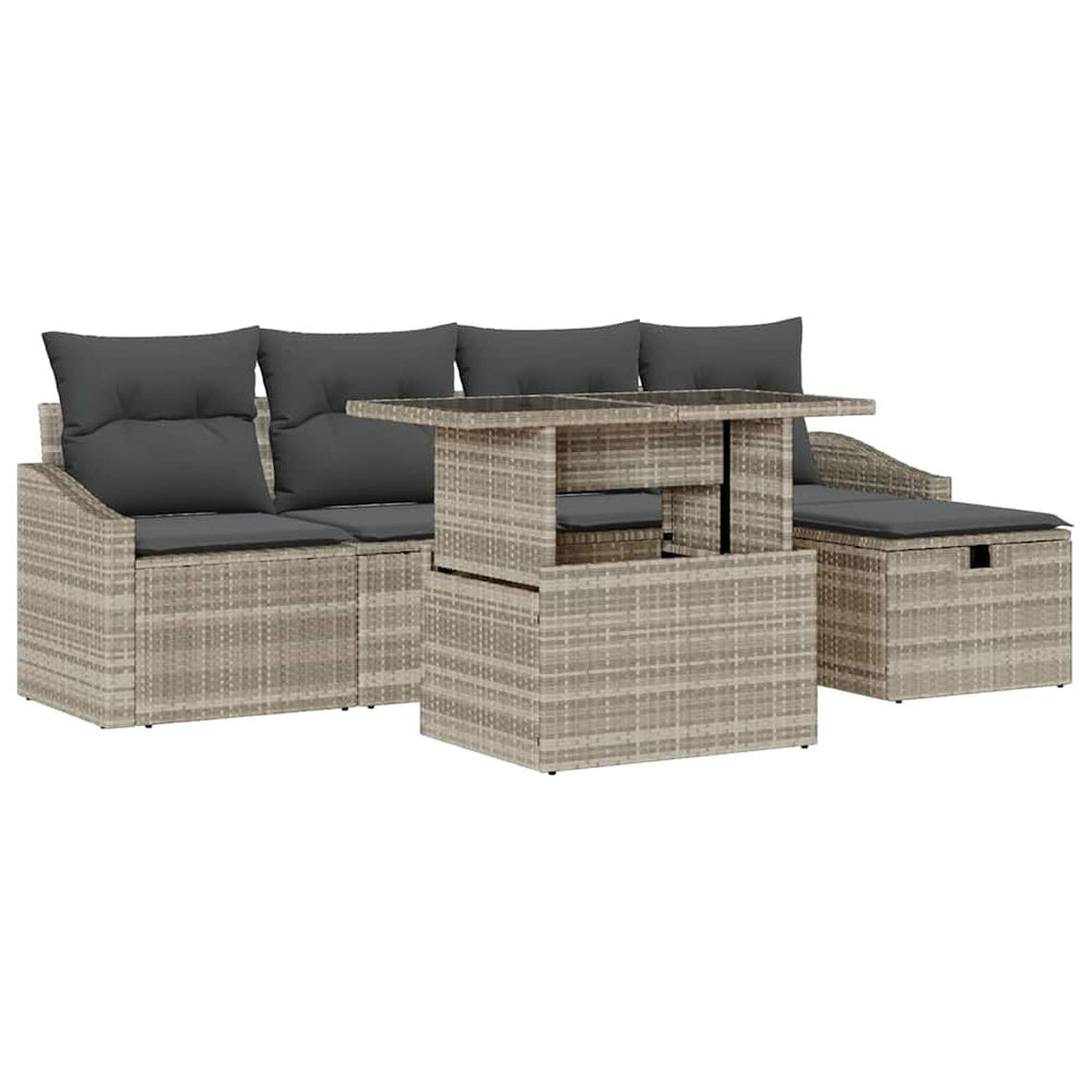 Garten Sofa Set 6-teilig Hellgrau