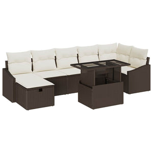 Poly Rattan Garten-Sofa-Set, 8-teilig, Braun