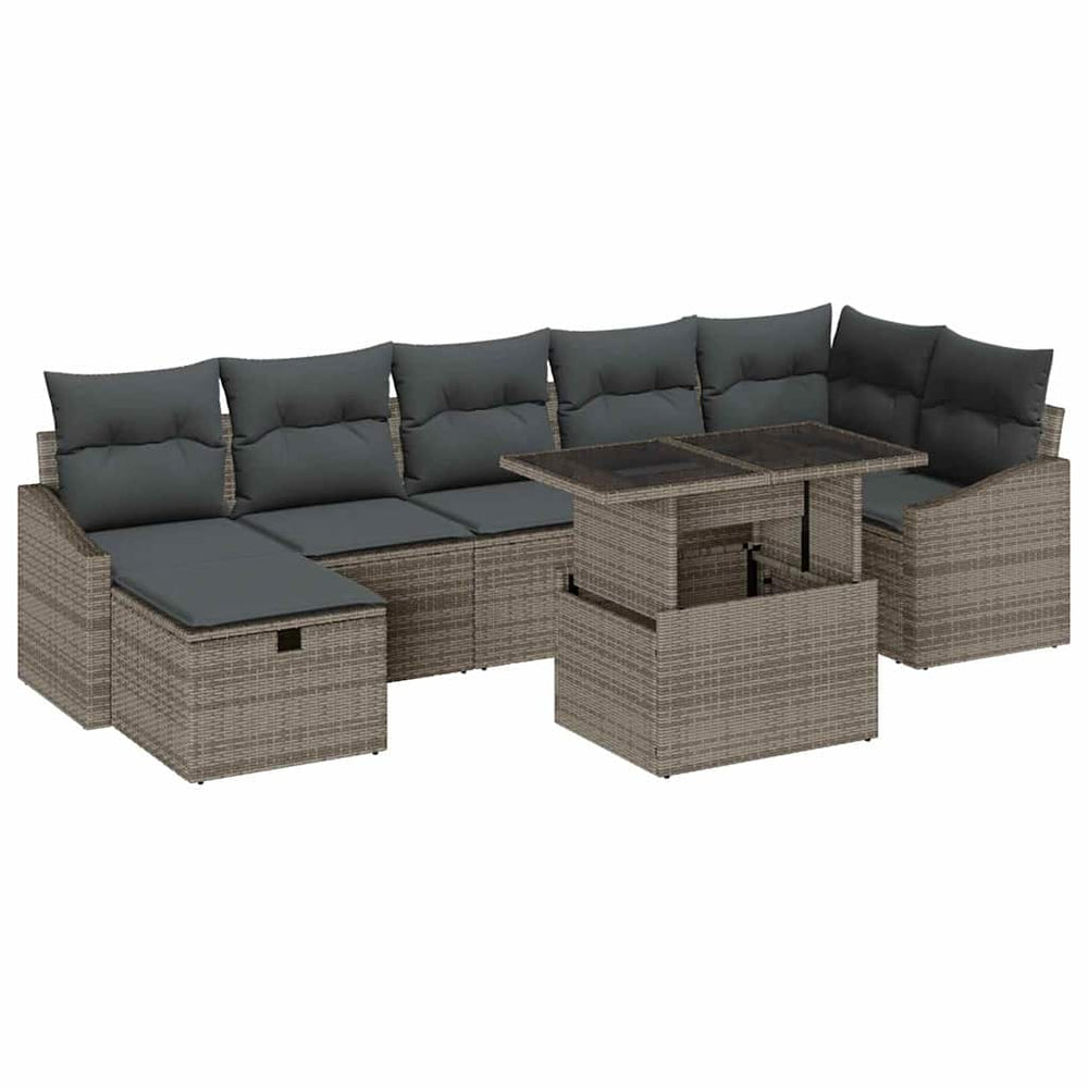 vidaXL Salon de jardin 8 pcs Gris Résine tressée