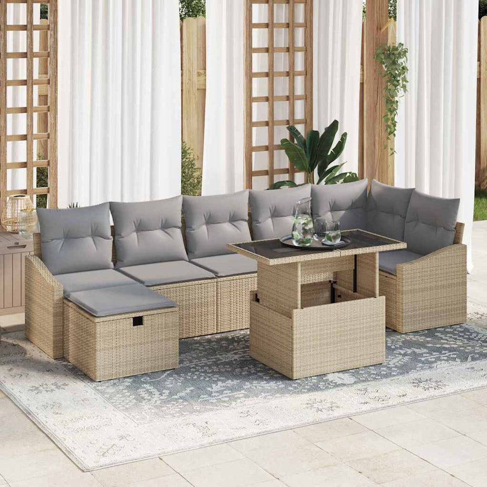 vidaXL Salon de jardin 8 pcs Beige Résine tressée