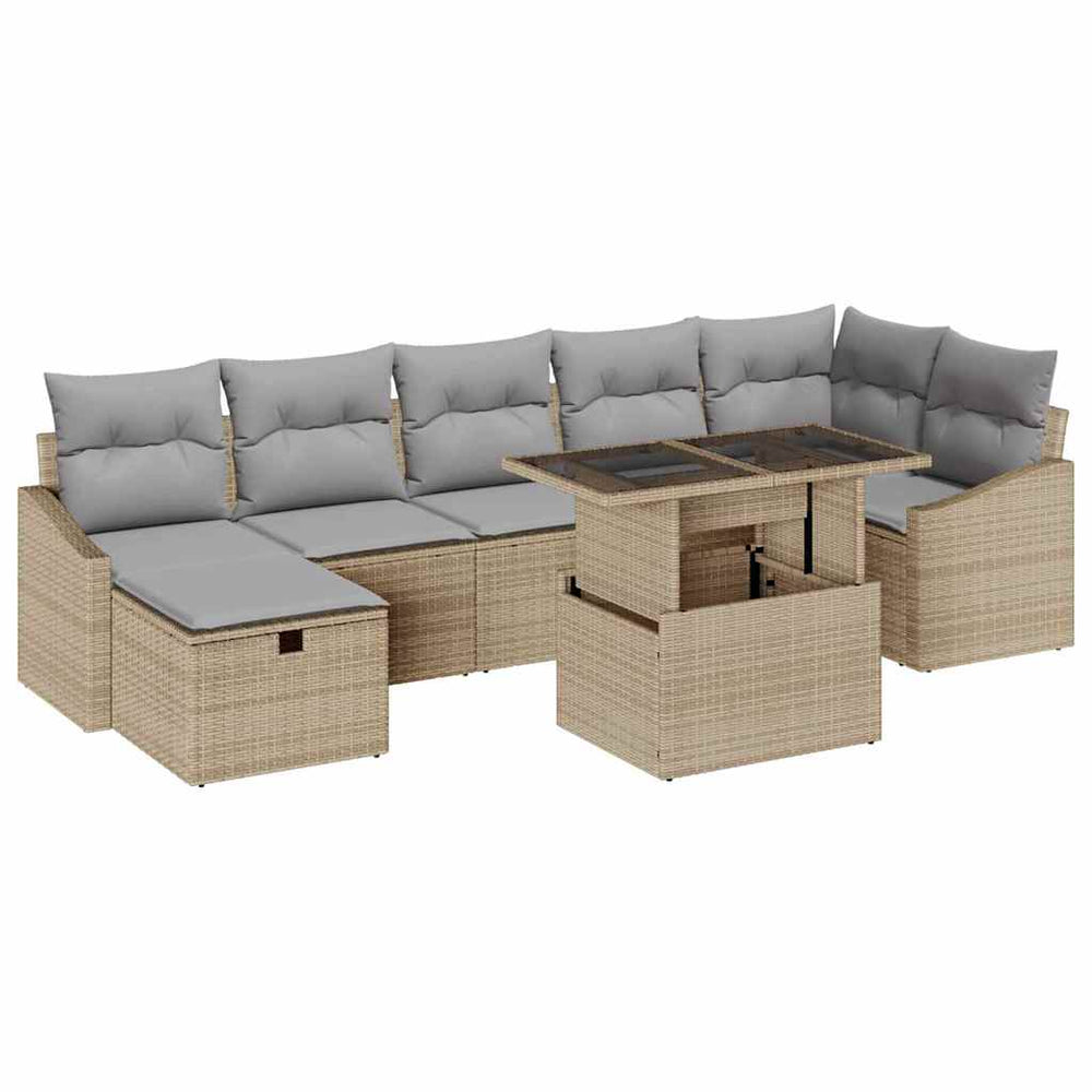 vidaXL Salon de jardin 8 pcs Beige Résine tressée