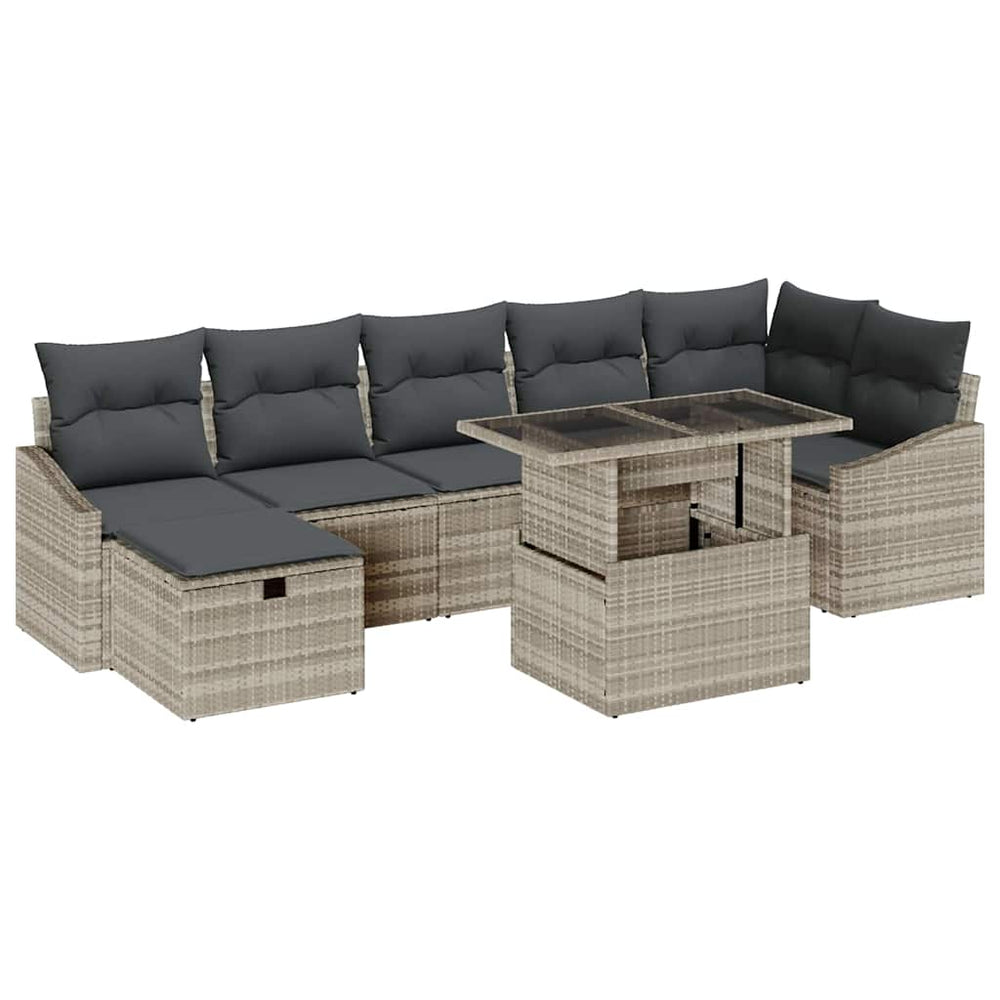 vidaXL Ensemble de canapés de jardin 8 pcs Gris clair résine tressée