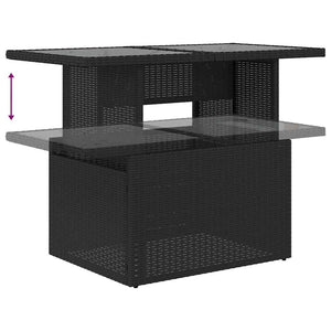 Garten Sofa Set Schwarz Poly Rattan 9-teilig