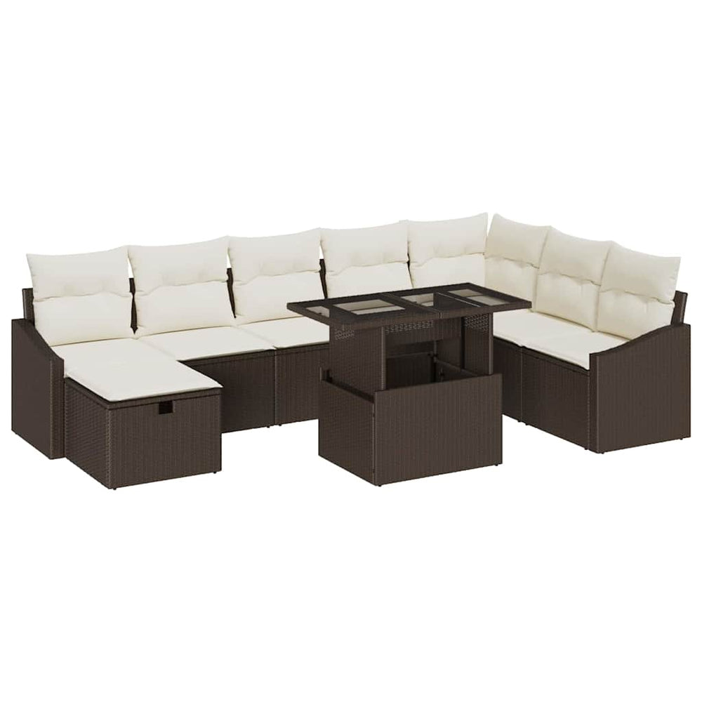 vidaXL Ensemble de canapés de jardin 9 pcs Résine tressée Marron