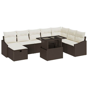 Gartenmöbel Set 9-teilig Braun Rattan
