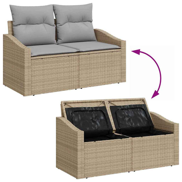 vidaXL Salon de jardin 9 pcs Beige Résine tressée