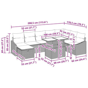 vidaXL Salon de jardin 9 pcs Beige Résine tressée