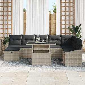 Garten Sofa Set 9-teilig Hellgrau