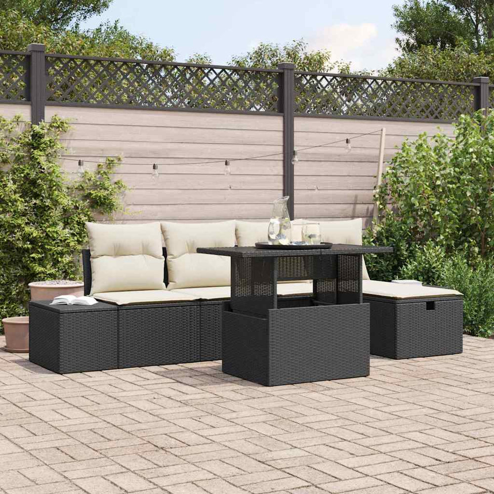vidaXL Ensemble de canapés de jardin 6 pcs Noir Résine tressée