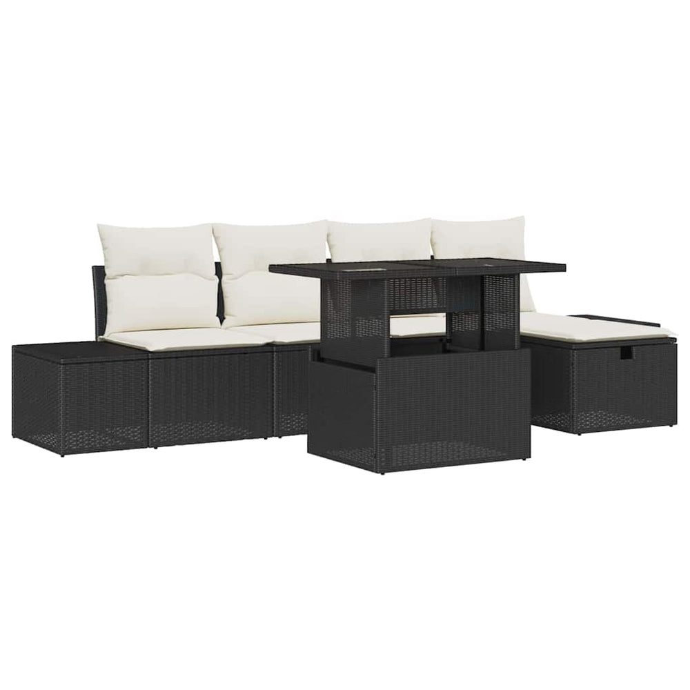vidaXL Ensemble de canapés de jardin 6 pcs Noir Résine tressée