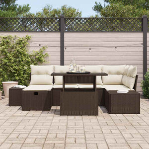 Garten Sofa Set 7-teilig Braun Rattan