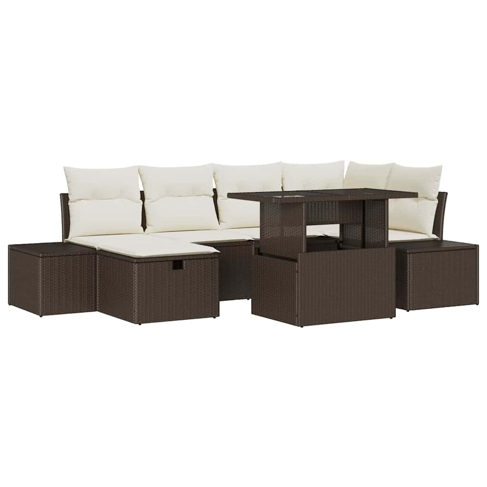 vidaXL Salon de jardin 7 pcs Marron Résine tressée