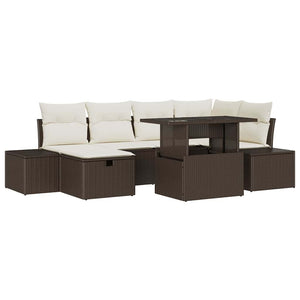 Garten Sofa Set 7-teilig Braun Rattan