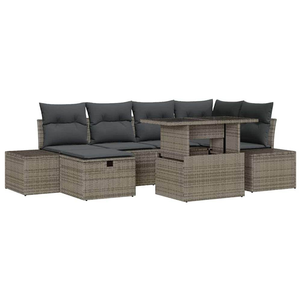vidaXL Salon de jardin 7 pcs Gris résine tressée