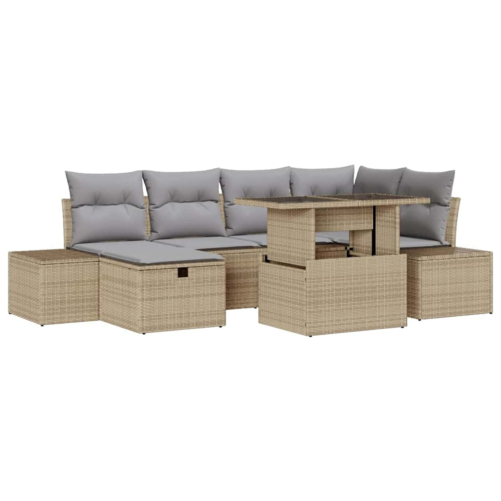 vidaXL Ensemble de canapés de jardin 7 pcs Beige résine tressée