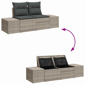 Garten Sofa Set 7-teilig Hellgrau Rattan