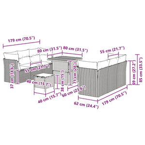 Gartensofa Set Beige Poly Rattan 9-teilig