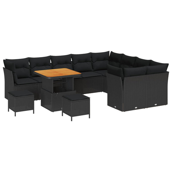 Poly-Rattan Gartensofa Set, 12-teilig, Schwarz
