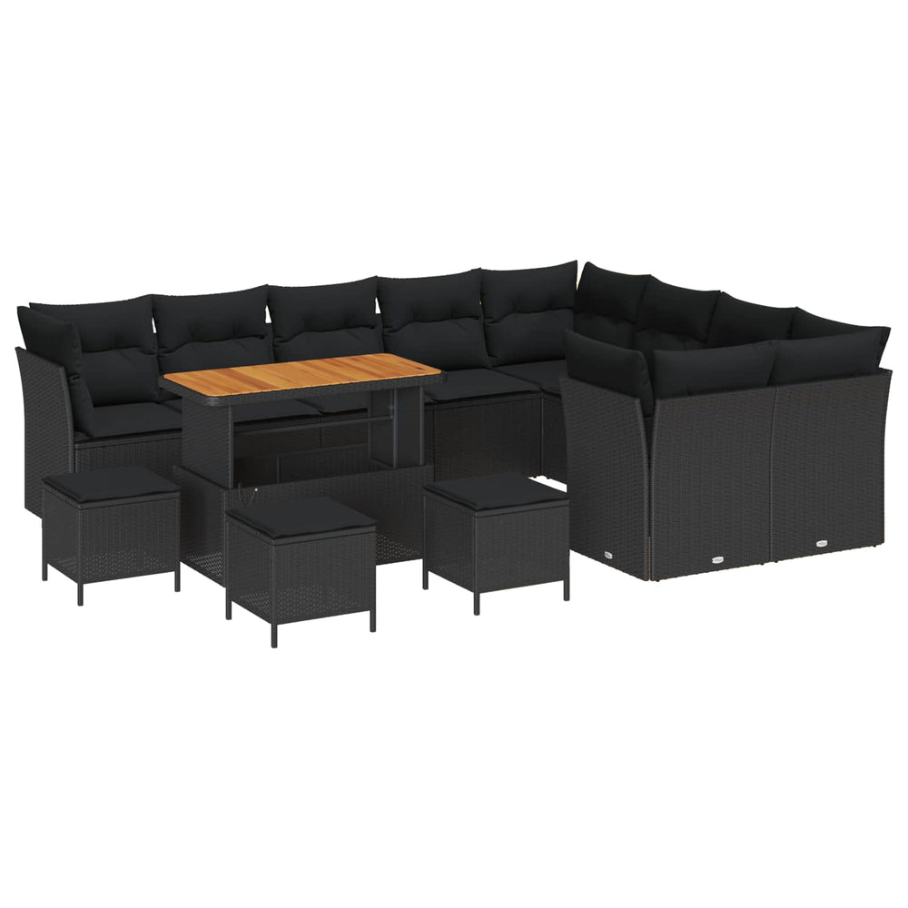 vidaXL Salon de jardin 13 pcs Résine tressée Noir