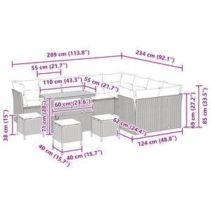 Gartensofa Set Schwarz Poly-Rattan 13-teilig
