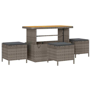 Gartensofa Set Grau Poly-Rattan 13-teilig