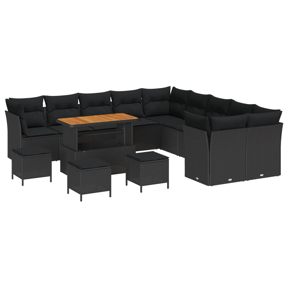 vidaXL Ensemble de canapés de jardin 14 pcs Résine tressée Noir