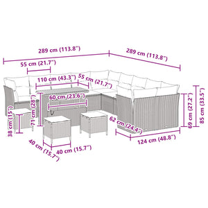 Schwarzes Poly-Rattan Gartensofa-Set, 14-teilig
