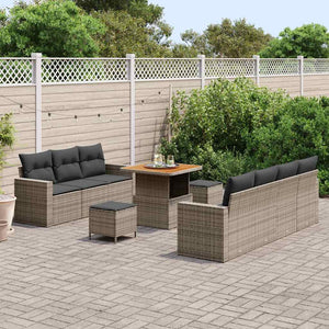 Garten Sofa Set Grau Poly Rattan 10-teilig