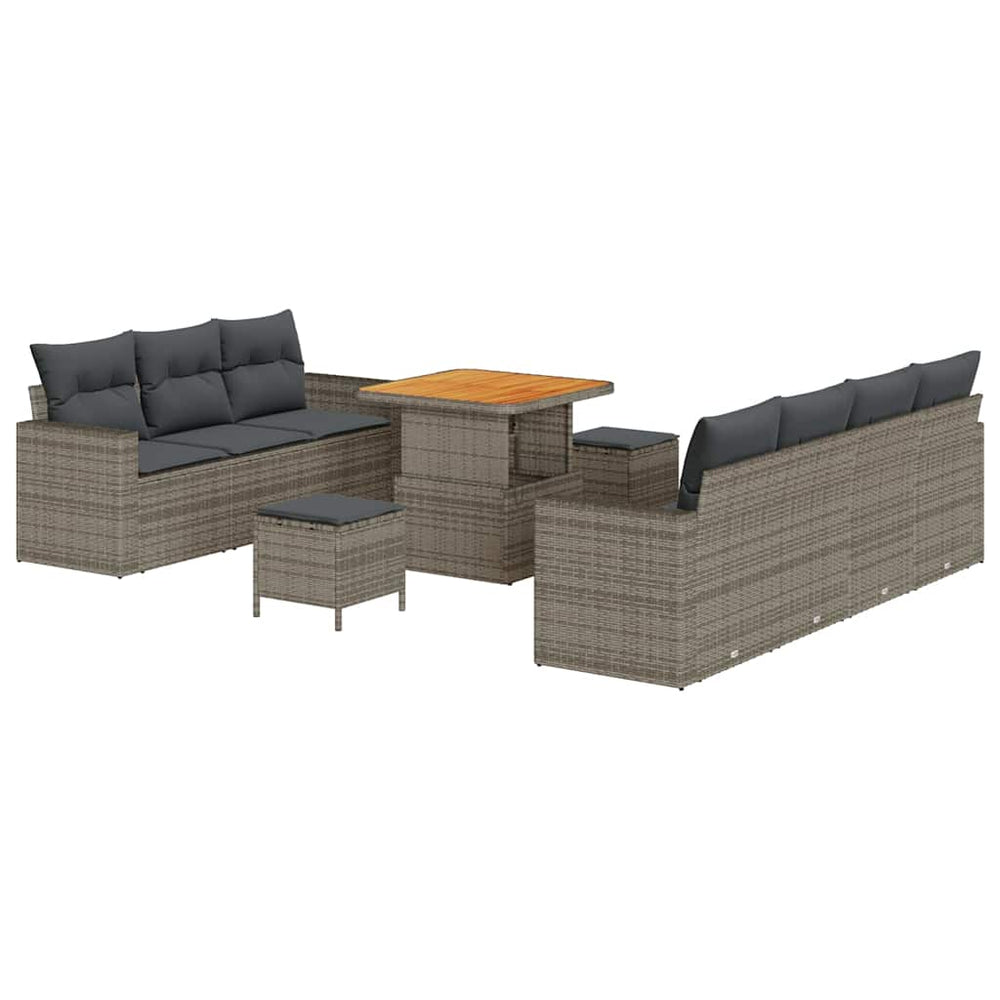 vidaXL Salon de jardin 10 pcs Gris résine tressée