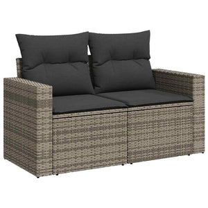 Garten Sofa Set Grau Poly Rattan 10-teilig